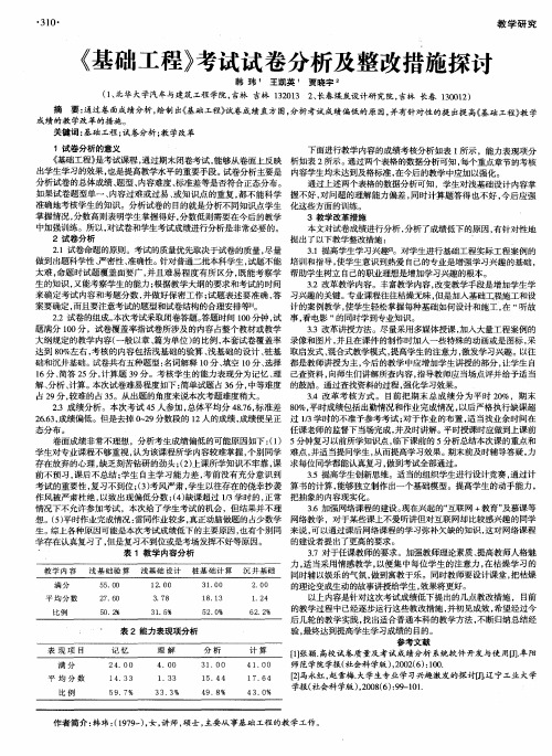 《基础工程》考试试卷分析及整改措施探讨