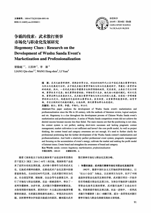 争霸的线索：武术散打赛事市场化与职业化发展研究