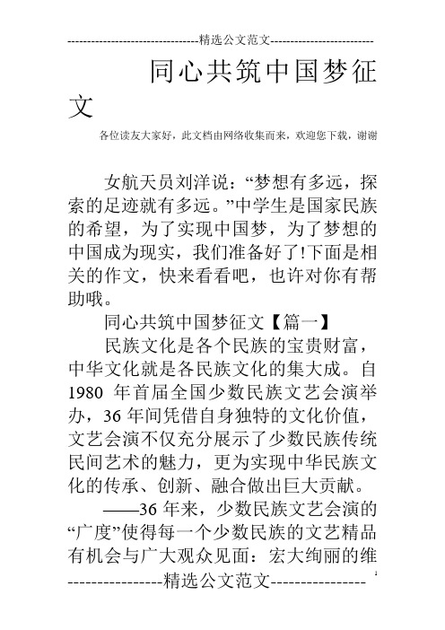 同心共筑中国梦征文