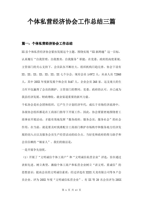 个体私营经济协会工作总结三篇