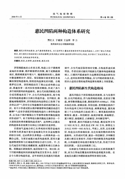 惠民凹陷两种构造体系研究