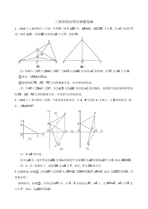 北师大版八下数学第一章三角形的证明压轴题选编