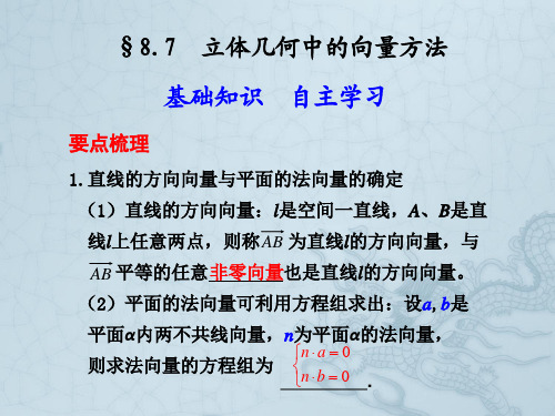 8.7  立体几何中的向量方法