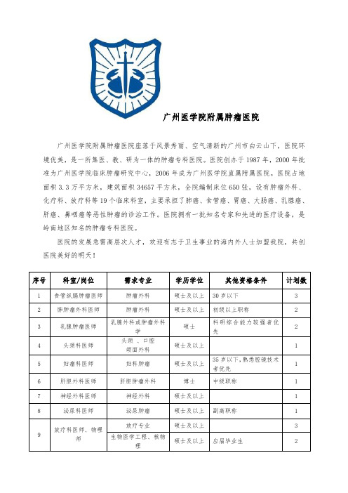 广医附属肿瘤医院招聘公告 - 综合教务系统