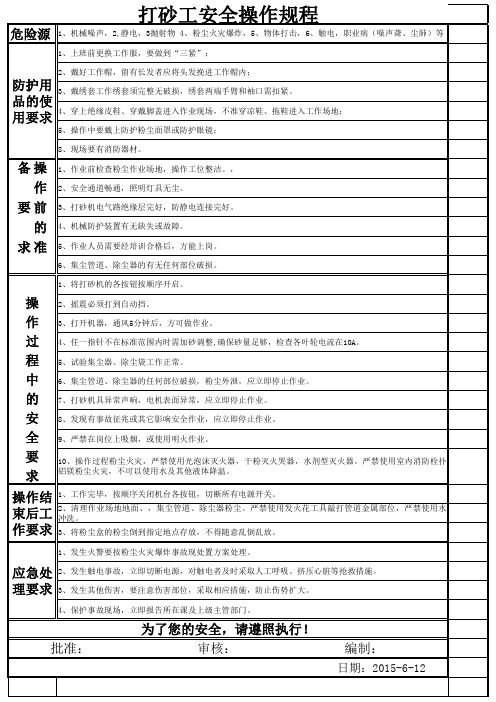 打砂工安全操作规程