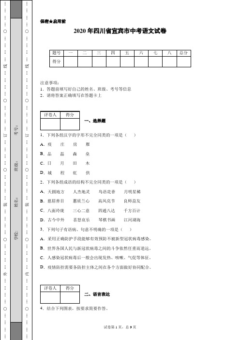 2020年四川省宜宾市中考语文试卷(含详细解析)