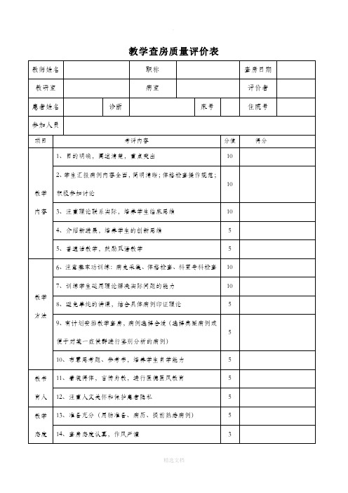 教学查房质量评价表(1)