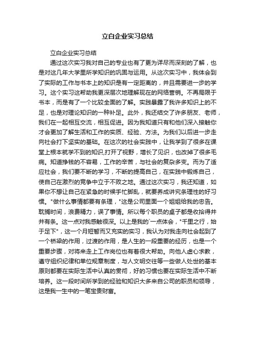 立白企业实习总结