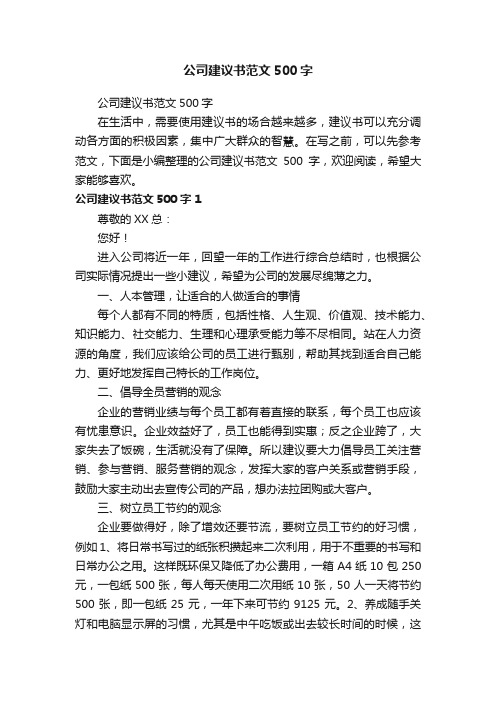 公司建议书范文500字