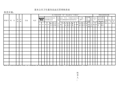 基本公共卫生服务高血压管理核查表