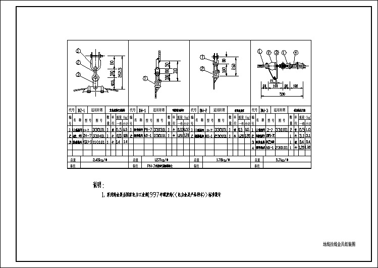 110KV线路工程 77地线金具组装图