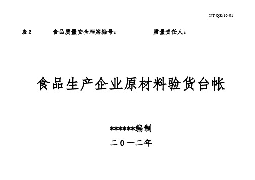 食品生产企业各种可追溯生产记录表格模板