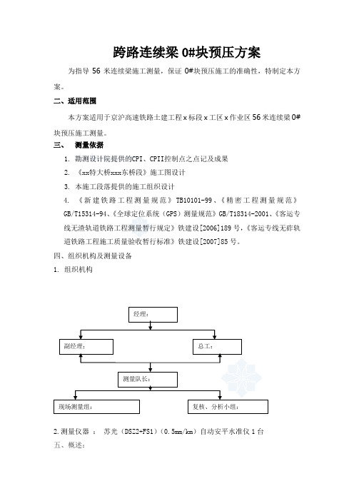 【0号块】跨路连续梁0#块预压方案