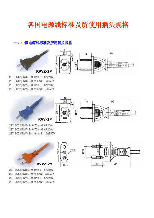 各国电源线标准及电压对照表