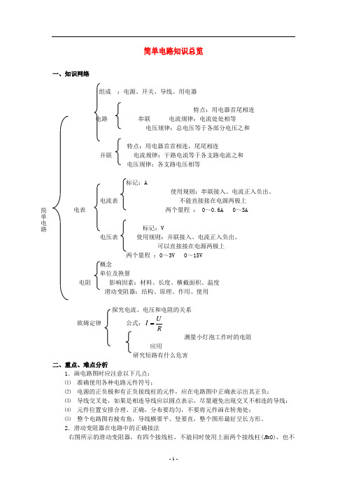 九年级物理 简单电路知识总览 北京课改版