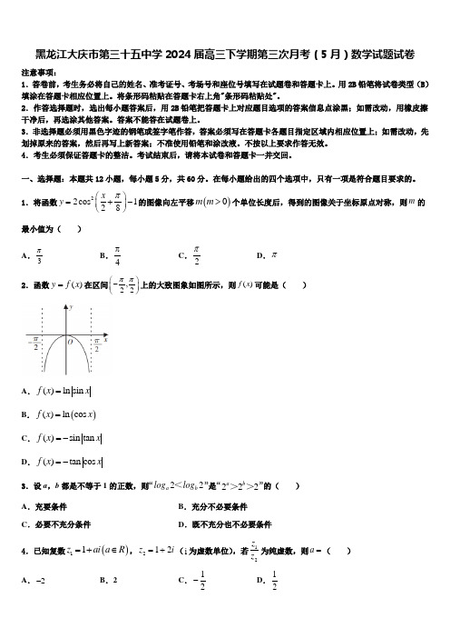 黑龙江大庆市第三十五中学2024届高三下学期第三次月考(5月)数学试题试卷