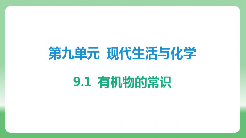 2024-2025学年化学科粤版(2024)九年级下册 9.1 有机物的常识 课件