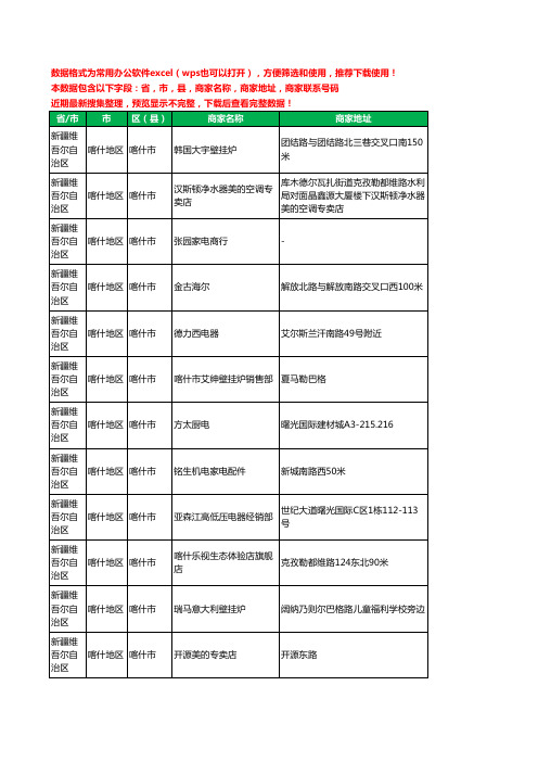 2020新版新疆维吾尔自治区喀什地区喀什市家用电器工商企业公司商家名录名单黄页联系电话号码地址大全128家