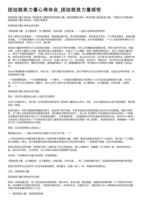 团结就是力量心得体会_团结就是力量感悟