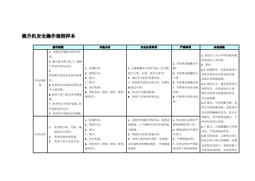 提升机安全操作规程样本