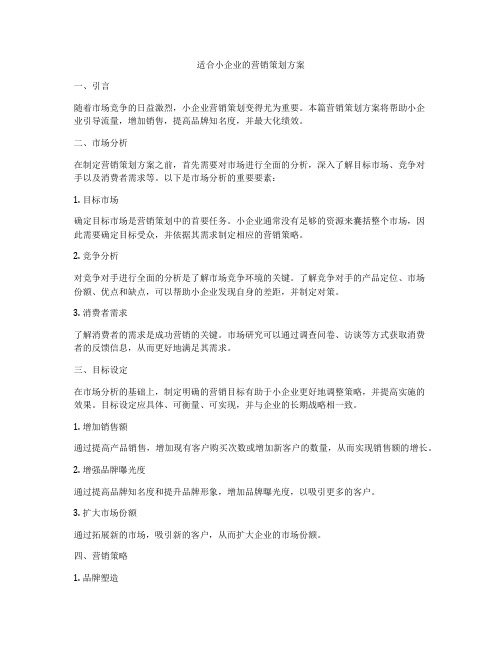 适合小企业的营销策划方案