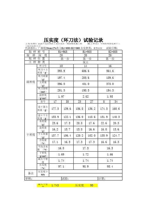 压实度(环刀)计算