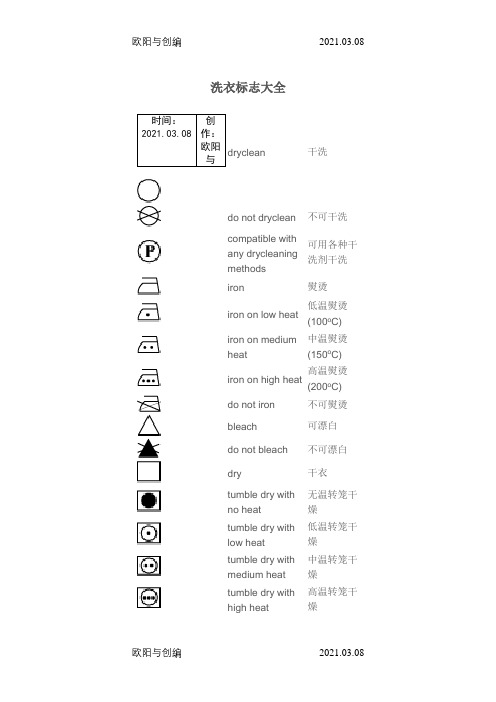 洗衣标志大全之欧阳与创编