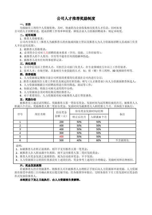 人才推荐奖励制度