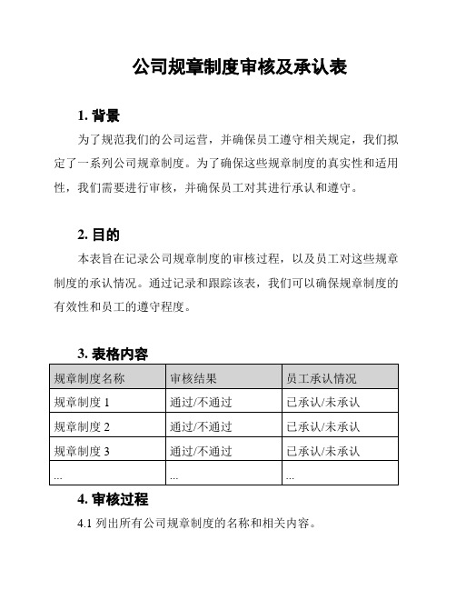 公司规章制度审核及承认表