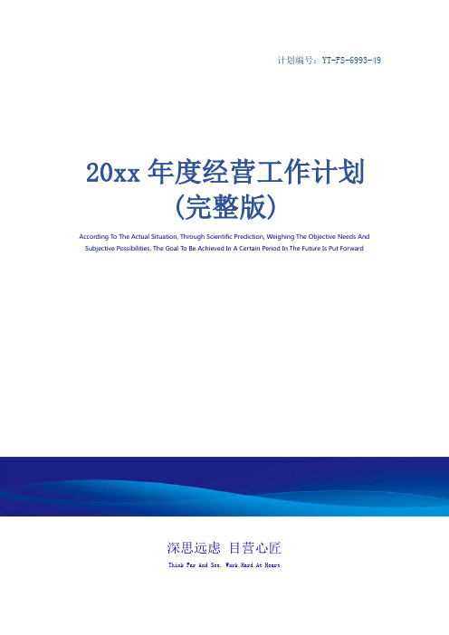 20xx年度经营工作计划(完整版)