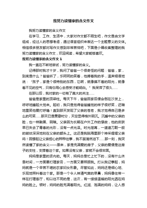 我努力读懂家的含义作文