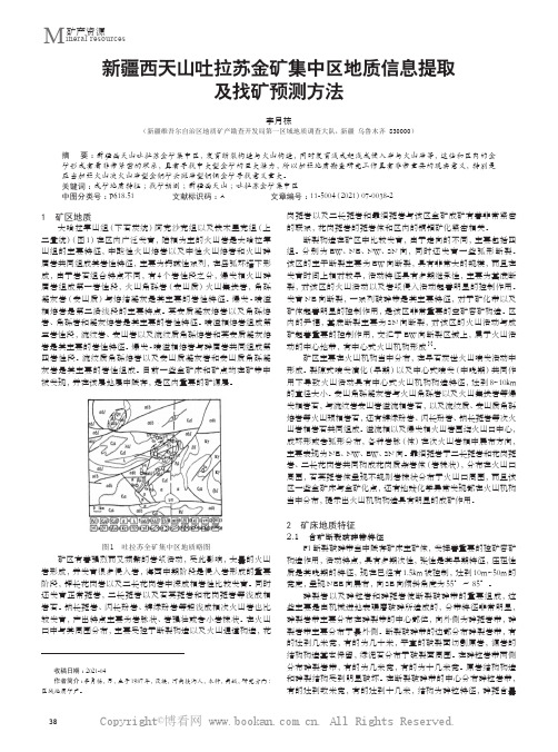 新疆西天山吐拉苏金矿集中区地质信息提取及找矿预测方法