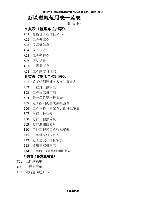 《建设监理规范用表》新规范表格版