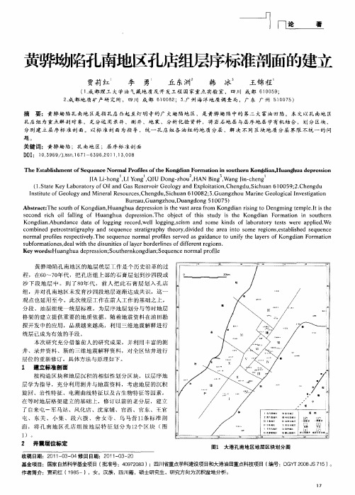 黄骅坳陷孔南地区孔店组层序标准剖面的建立