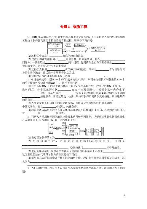 2019版高考生物一轮总复习现代生物科技专题专题2细胞工程课时练选修3