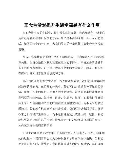 正念生活对提升生活幸福感有什么作用