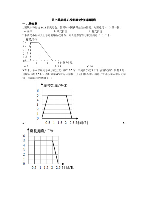 【三套试卷】【苏教版】小学五年级数学下册第七单元练习试题(含答案)