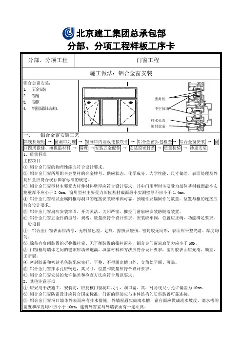 工序卡(铝合金窗)