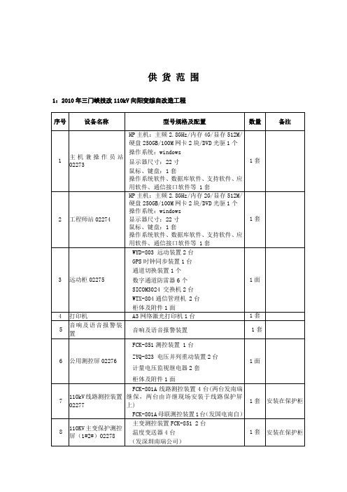 变电站综合自动化系统技术协议