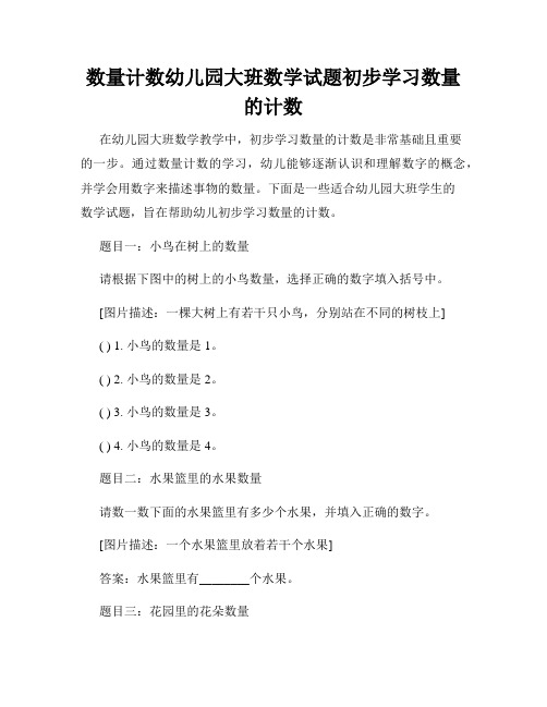 数量计数幼儿园大班数学试题初步学习数量的计数