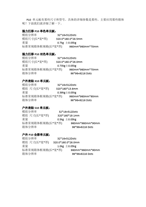 led显示屏p10单元板参数尺寸