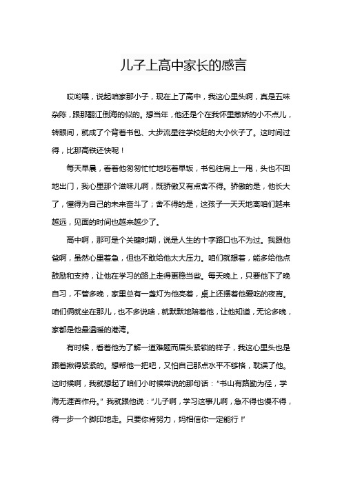 儿子上高中家长的感言