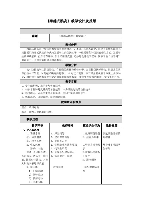 《跨越式跳高》教学设计及反思