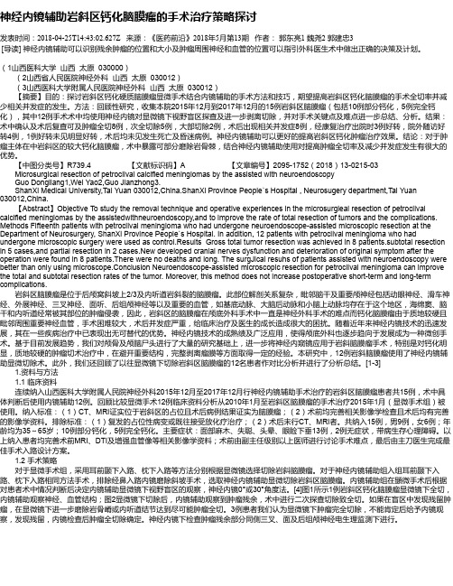 神经内镜辅助岩斜区钙化脑膜瘤的手术治疗策略探讨