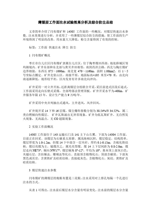 薄煤层工作面注水试验效果分析及综合防尘总结