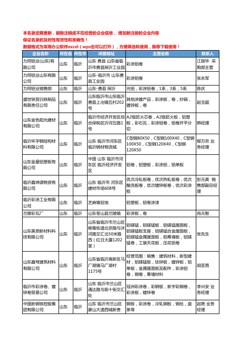 2020新版山东省临沂彩涂卷工商企业公司名录名单黄页大全29家