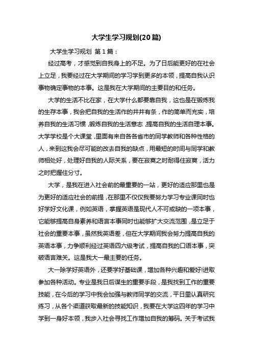 大学生学习规划(20篇)