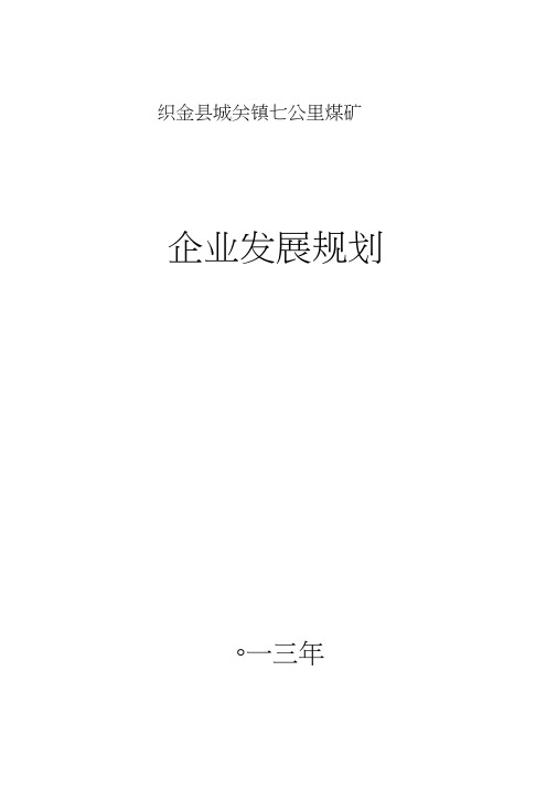 煤矿-战略发展规划