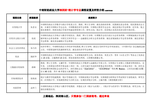 中南财经政法大学统计学深圳班课程设置及师资介绍(百度文库2)