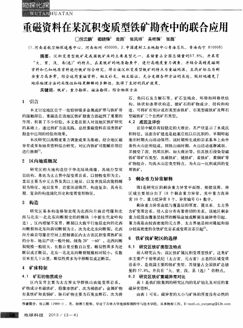 重磁资料在某沉积变质型铁矿勘查中的联合应用